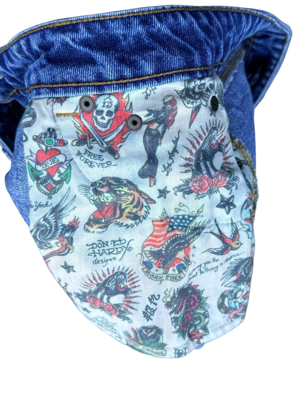 Ed Hardy Denim Shorts Large Y2K Skull Tattoo Low Rise Cutoffs - Picture 5 of 11